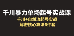 千川暴力单场·起号实战课：千川+自然流起号实战， 解密核心算法6件套