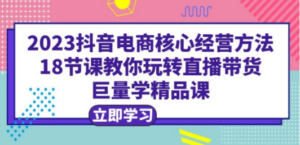 2023抖音电商核心经营方法：18节课教你玩转直播带货，巨量学精品课