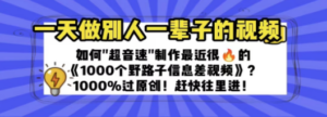 一天做完别一辈子的视频 制作最近很火的《1000个野路子信息差》100%过原创