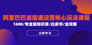 阿里巴巴诚信通运营核心玩法课程，1688/专业级知识库/白皮书/全攻略