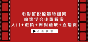 电影解说流量特训班：快速学会电影解说，入门+进阶+剪辑速成+直播课