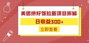 外面收费260的美团拼好饭拉新项目拆解：日收益300+