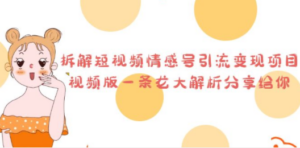 拆解短视频情感号引流变现项目，视频版一条龙大解析分享给你