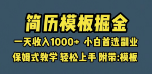 靠简历模板赛道掘金，一天收入1000+小白首选副业，保姆式教学（教程+模板） ...