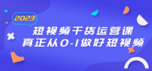 2023短视频干货·运营课，真正从0-1做好短视频（30节课）