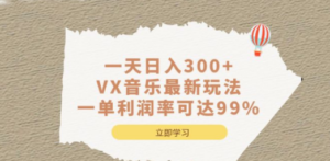 一天日入300+,VX音乐最新玩法，一单利润率可达99%