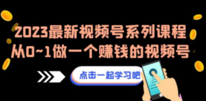 2023最新视频号系列课程，从0~1做一个赚钱的视频号（8节视频课）