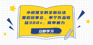 小说推文的全新玩法，黑岩故事会，单个作品收益300+，简单暴力