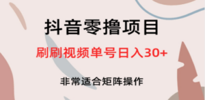 抖音零撸项目，刷刷视频单号日入30+