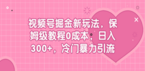 视频号掘金新玩法，保姆级教程0成本，日入300+，冷门暴力引流