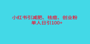 小红书精准引流，减肥、祛痘、创业粉单人日引100+（附软件）