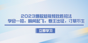 2023爆款短视频致胜招法，学会一招，瞬间起飞，卷王出征，寸草不生