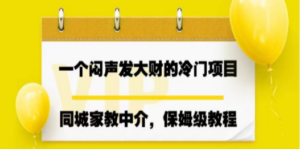 一个闷声发大财的冷门项目，同城家教中介，操作简单，一个月变现7000+