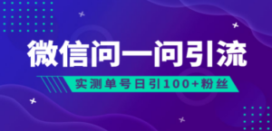 流量风口：微信问一问，可引流到公众号及视频号，实测单号日引流100+