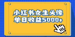 长期稳定项目，小红书女生头像号，最高单日收益5000+适合在家做的副业项目 ...