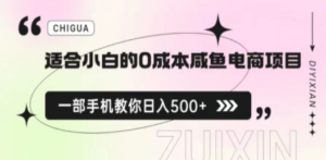 适合小白的0成本咸鱼电商项目，一部手机，教你如何日入500+的保姆级教程