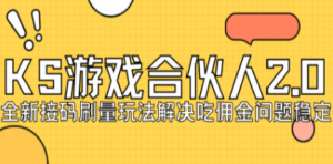 KS游戏合伙人最新刷量2.0玩法解决吃佣问题稳定跑一天150-200接码无限操作