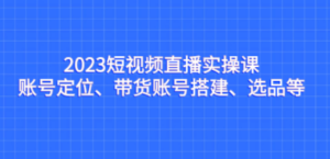 2023短视频直播实操课，账号定位、带货账号搭建、选品等