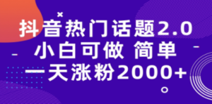 抖音热门话题玩法2.0，一天涨粉2000+（附软件+素材）