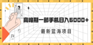 最新蓝海项目，一年2次爆发期，高峰期一部手机日入6000+（素材+课程）