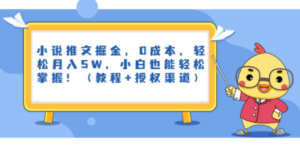 小说推文掘金，0成本，轻松月入5W，小白也能轻松掌握！（教程+授权渠道）