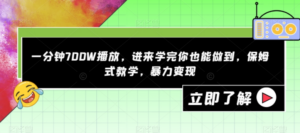 一分钟700W播放，进来学完你也能做到，保姆式教学，暴力变现【揭秘】