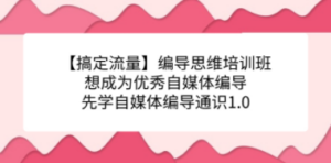 【搞定流量】编导思维培训班，想成为优秀自媒体编导先学自媒体编导通识1.0 ...