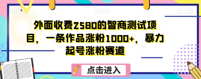 外面收费2580的智商测试项目，一条作品涨粉1000+，暴力起号涨粉赛道【揭秘】 ...