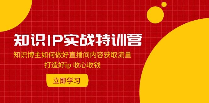 知识IP实战特训营：知识博主如何做好直播间内容获取流量 打造好ip 收心收钱 ...