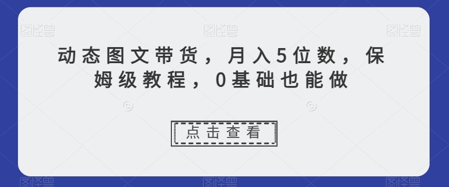 新玩法动态图文带货，月入5位数，保姆级教程，0基础也能跟上节奏【揭秘】 ...