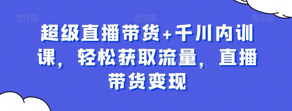 超级直播带货+千川内训课，轻松获取流量，直播带货变现