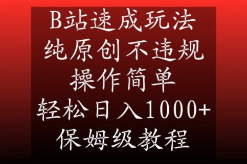 B站小众视频赛道速成玩法，纯原创不违规，操作简单，轻松日入1000+，保姆级教程 ...