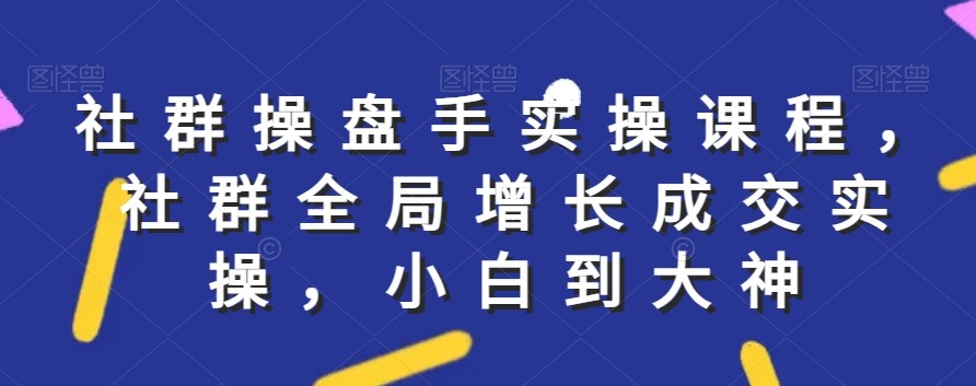 社群全局实操课程，社群增长成交，小白到大神