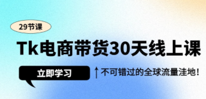 Tk电商带货30天线上课，不可错过的全球流量洼地（29节课）