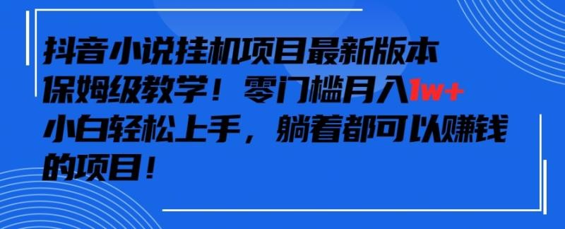 抖音最新小说挂机项目，保姆级教学，零成本月入1W+，小白轻松上手【揭秘】 ...