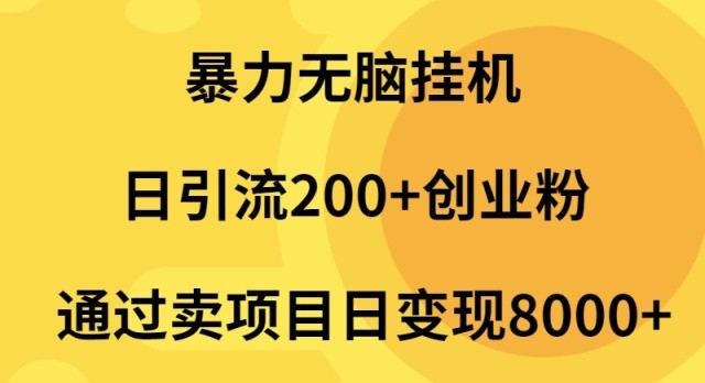 暴力无脑挂机日引流200+创业粉通过卖项目日变现2000+