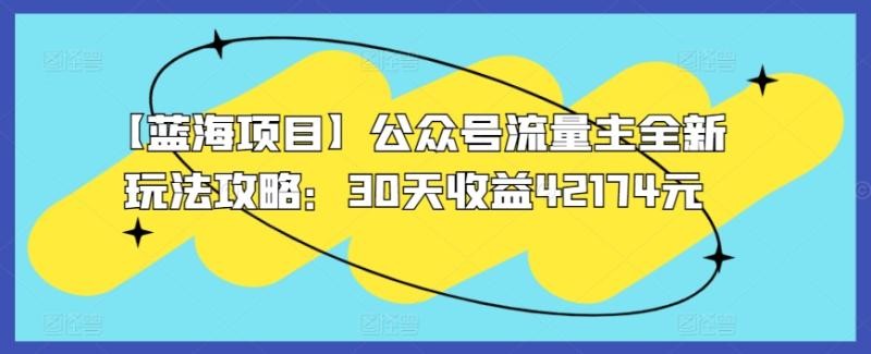 【蓝海领域】公众号流量主全新玩法攻略：30天收益42174元【揭秘】