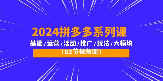 2024拼多多超级玩法课：流量底层逻辑/店铺定位/高转化布局/强付费/起爆玩法 ...