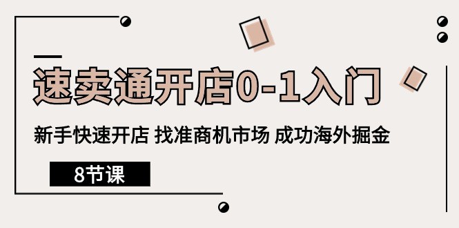 跨境电商速卖通开店0-1入门，新手快速开店 找准商机市场 成功海外掘金（8节课） ...