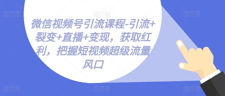 微信视频号引流与变现教程