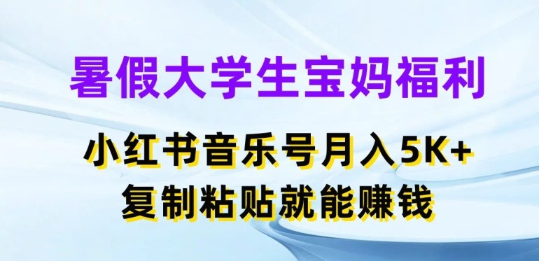 小红书音乐号赚钱秘籍：大学生宝妈专属