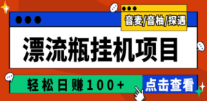 图片[1]-最新版全自动脚本聊天挂机漂泊瓶项目，单窗口稳固天天收益100+-阿兴说钱